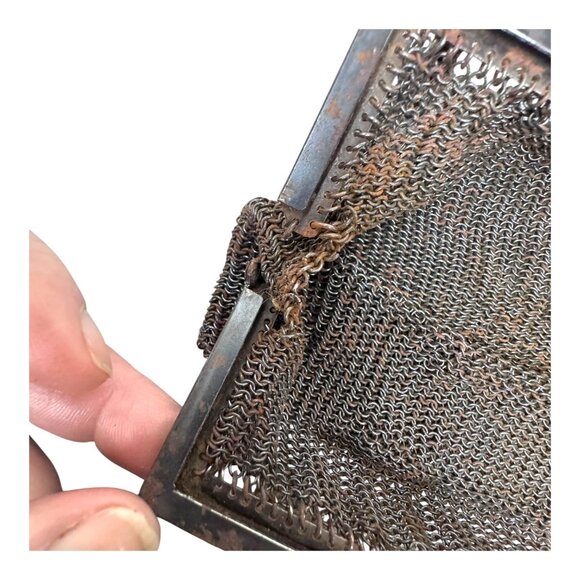 Antique Mesh Evening Chainmail Purse Art Nouveau Chain Handle Women Handbag READ - Picture 7 of 8